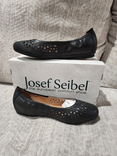 Josef Seibel Women’s Pippa 29 Black Leather Ballet Flat US 7.5-8 EU 38 - Picture 1 of 6