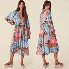 Spell & The Gypsy Cha Cha Patchwork Boho Midi Dress size XS Free People EUC