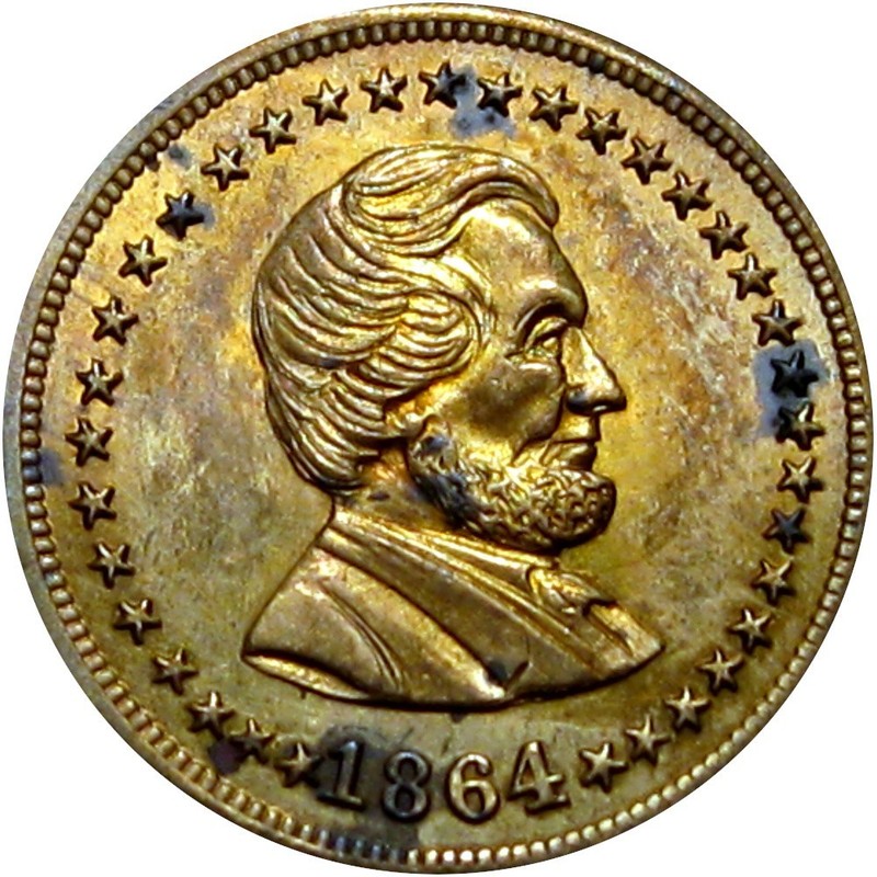 1864 Abraham Lincoln And Union Political Patriotic Civil War Token