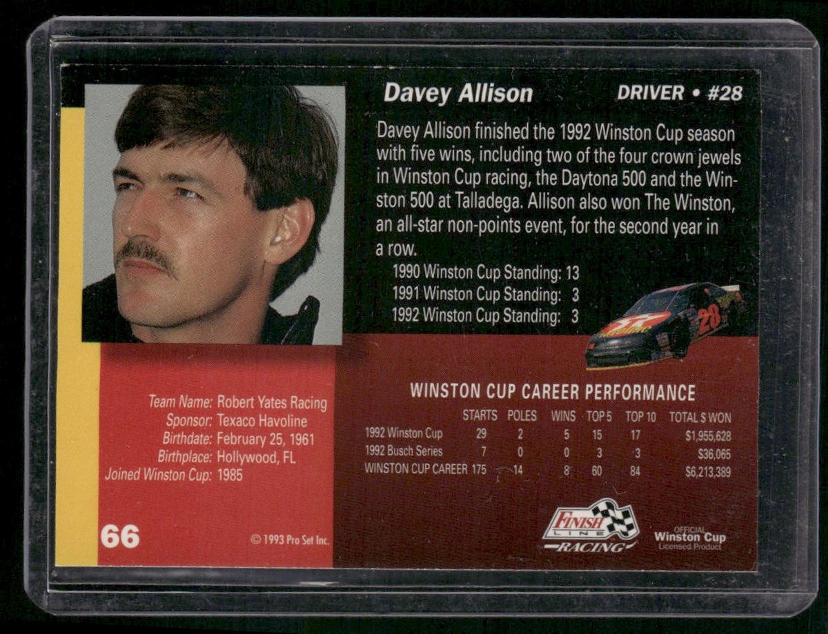 1993 Finish Line #66 Davey Allison Silver Series '93 | eBay