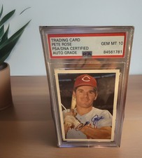 PSA GEM MT 10 - 1985 Topps/Renata Galasso Reds Autographed Card - Pete Rose #105