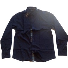 Barry Wang Men's Black Paisley Dress Shirt Long Sleeve Button Up Size M