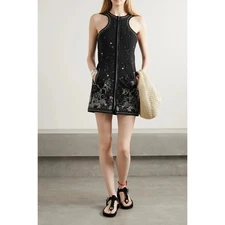 NWT Isabel Marant Belila Embellished Padded Cotton Mini Dress Womens 36 / US 4