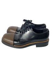 Prada Runway Cap Toe Lace Up Dress Shoes Blk Leather 2Eg190 GCL71
