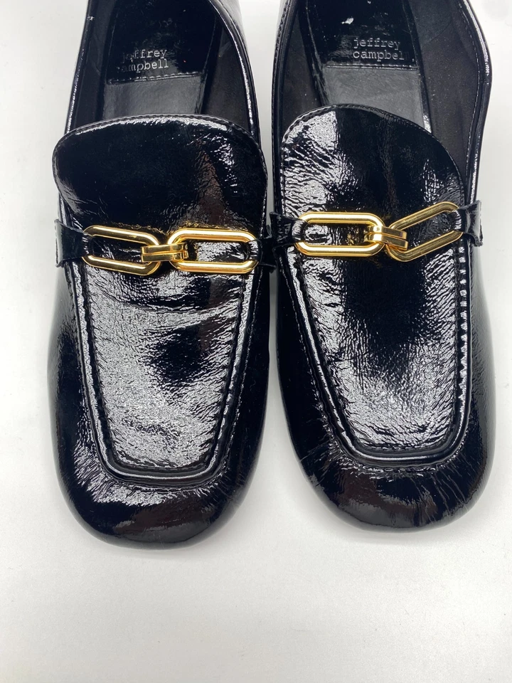 Zapato Jeffrey Campbell para mujer Archive charol arrugado tacón bloque dorado talla 9 Foto 4 de 4