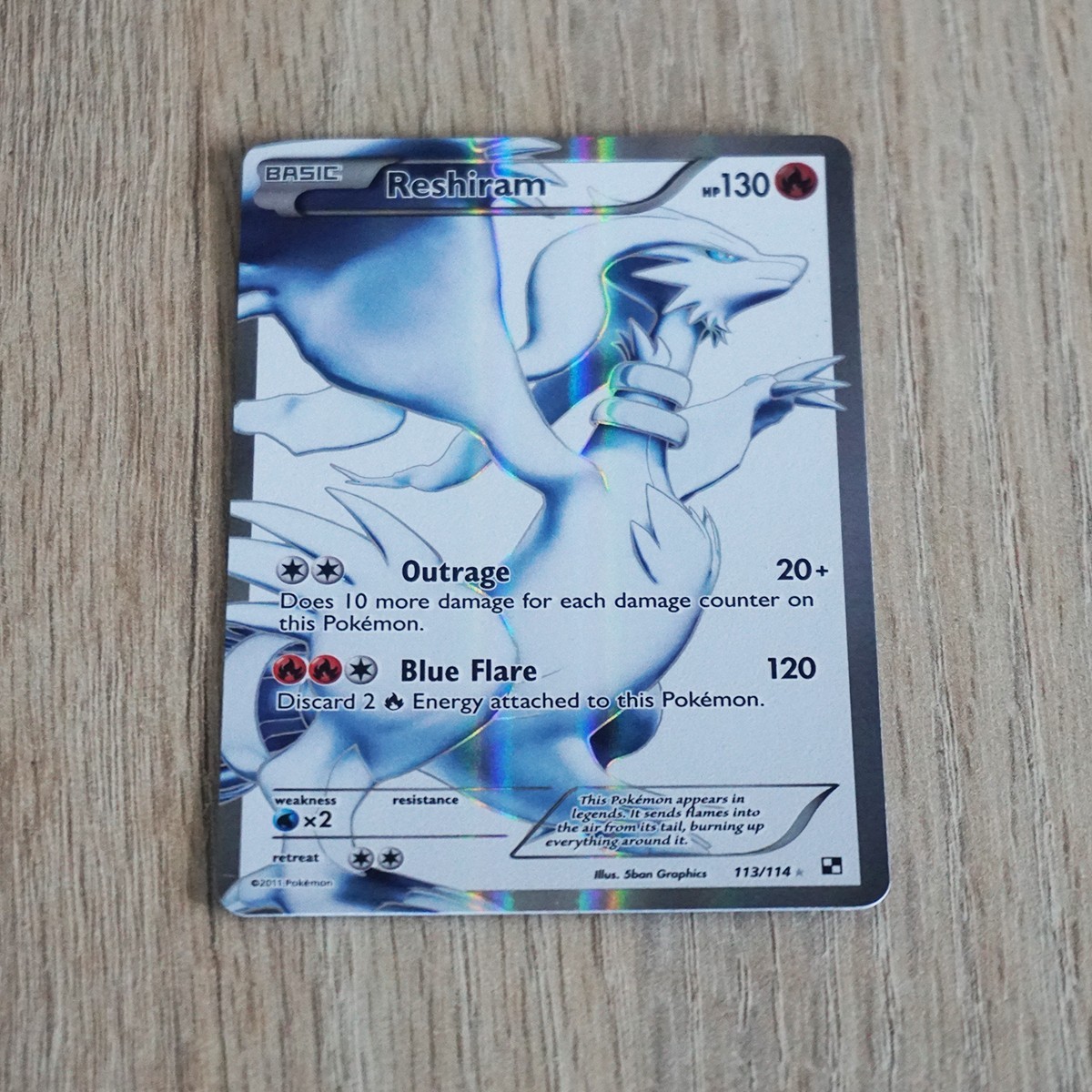 Reshiram 113/114 Full Art Ultra Rare Pokémon Black And White NM
