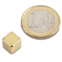 WüRfelmagnet 8,0 X 8,0 X 8,0 Mm N45 Gold - HäLt 4,5 Kg