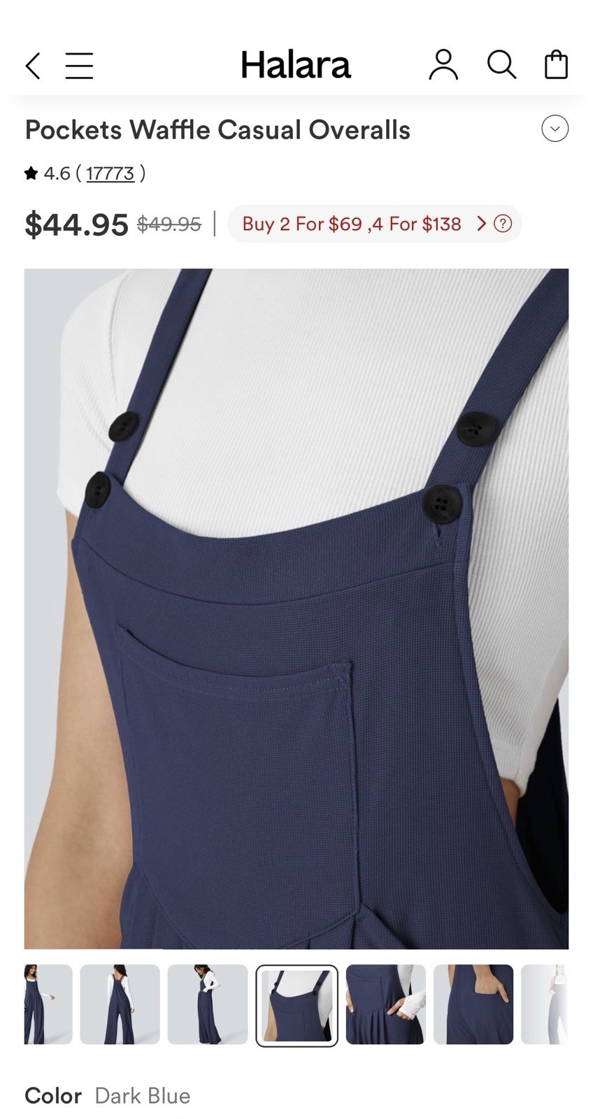 Halara NWT Dark Blue Adjustable Multiple Pockets … - image 7