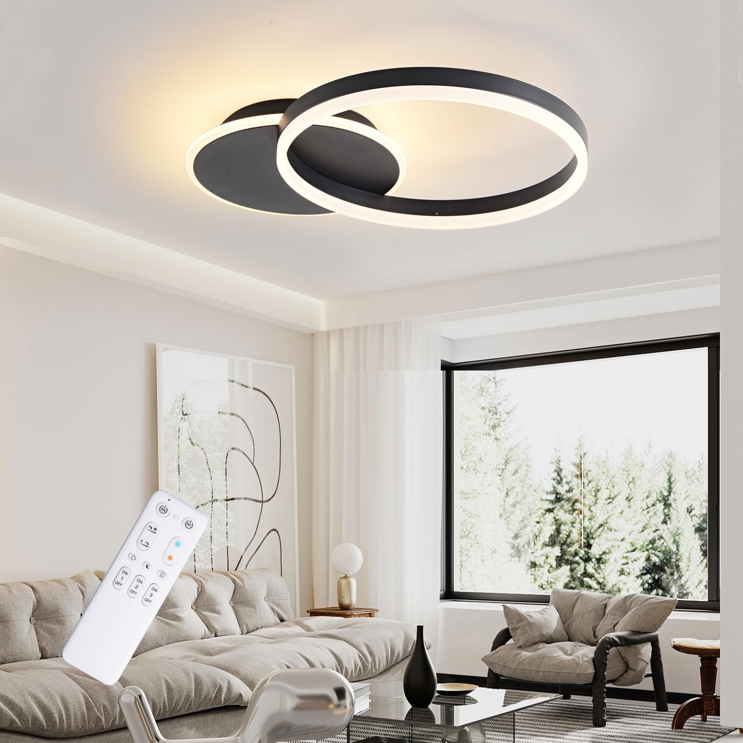Dimmable Modern LED Flush Mount Ceiling Light Fixture for Home