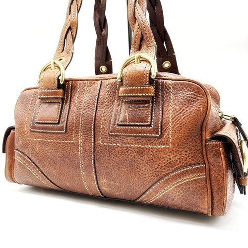 Coach 10048 Soho Braided Tobacco Brown Leather Tote Satchel Handbag Purse