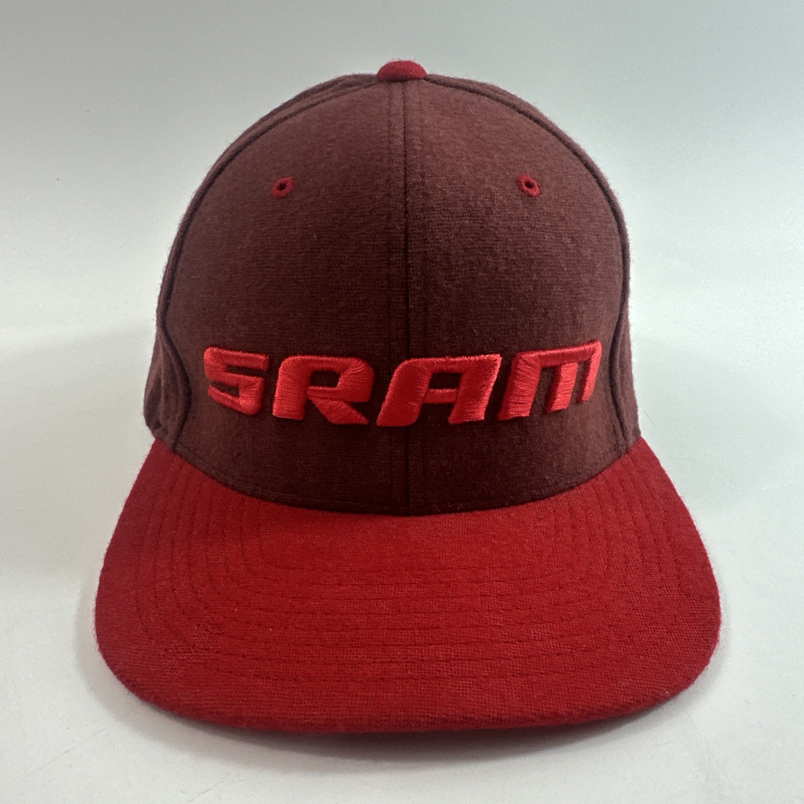SRAM Flexfit Hat Red & Maroon S/M Wool Blend EUC
