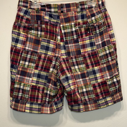 Brooks Brothers karierte Patchwork Madras Shorts Größe 32 100 % Baumwolle - Bild 3 von 6