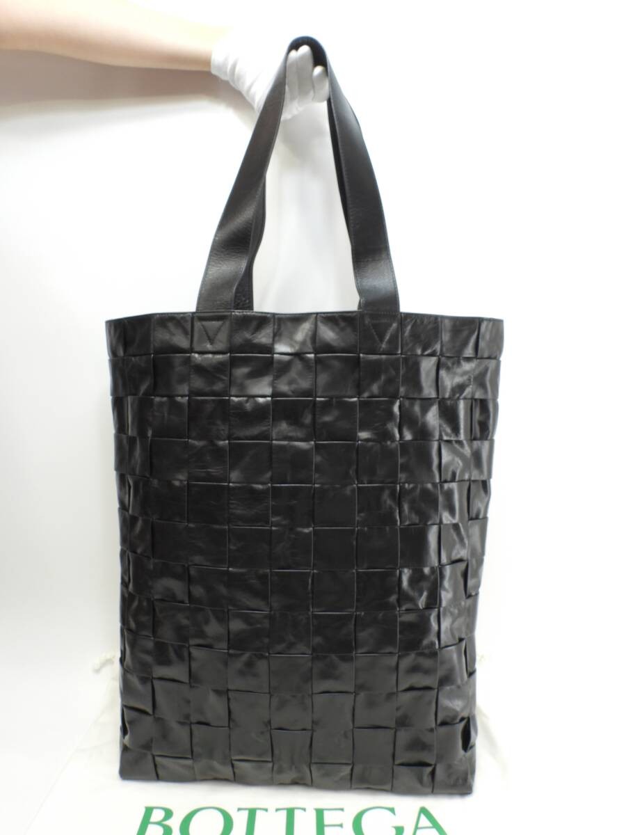 Bottega Veneta Men's Tote Bag Cassette Leather Black 38x49 in Used thumbnail 9