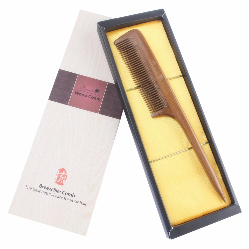 Peines de pelo tipo brisa - Peine de dientes finos de sándalo - Sin aroma natural estático Foto 2 de 4
