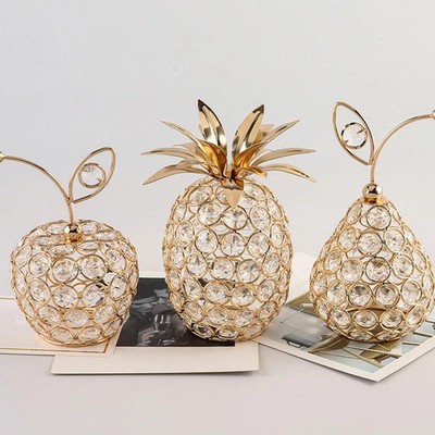Kreative Apfel Ornamente Bling Bunt Birne Ananas Form Miniaturen Figur Skulptur