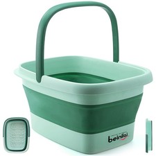 Collapsible Foot Bath Basin Pedicure Spa Tub with Handles Massage Acupoint Green