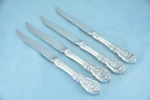 4 Reed & Barton Francis I Sterling 9" Beveled Blade Steak Knife No Monogram