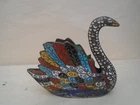 Fabulous large cloisonne enamel brass swan   GREAT ATTIC FIND  Unusual antique
