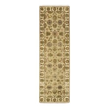 2'6" x 8' Brown Rajasthan Leaf Design Hand Knotted Wool & Silk Runner Rug R75615