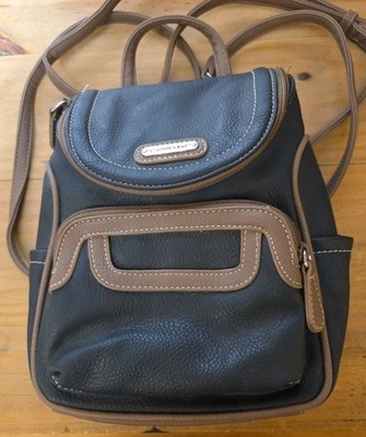 St John's Bay Backpack Bag Leather Small Black And Brown
