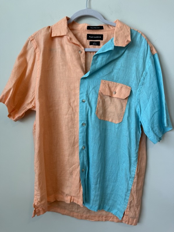 Paul  Frederick Resort Linen Men’s Button-Down Shirt Size Large ￼