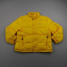 Vintage Polo Ralph Lauren Jacket Mens Large Yellow Down Puffer Quilted Coat