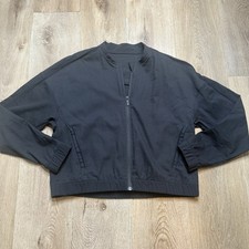 Lululemon 6 Black Bomber Texture Crop Jacket Full Zipper Lightweight Pack Light