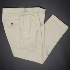 Custom Gurkha Trousers Mens 33x29 Solid Beige Cotton Blend Pleated Chino Pants 