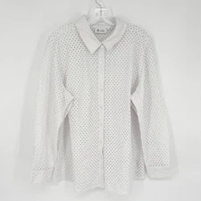 D&Co Denim & COmpany XL Extra Large White Cutout Beachy Vacation Top Boho