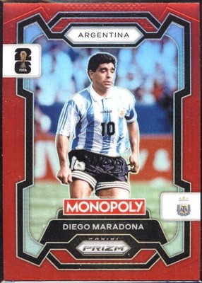 2026 PRIZM MONOPOLY WORLD CUP SOCCER DIEGO MARADONA RED PRIZM #3 MINT ARGENTINA
