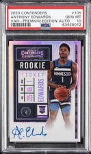 2020 CONTENDERS VARIATION PREMIUM EDITION AUTO #105 ANTHONY EDWARDS RC PSA 10