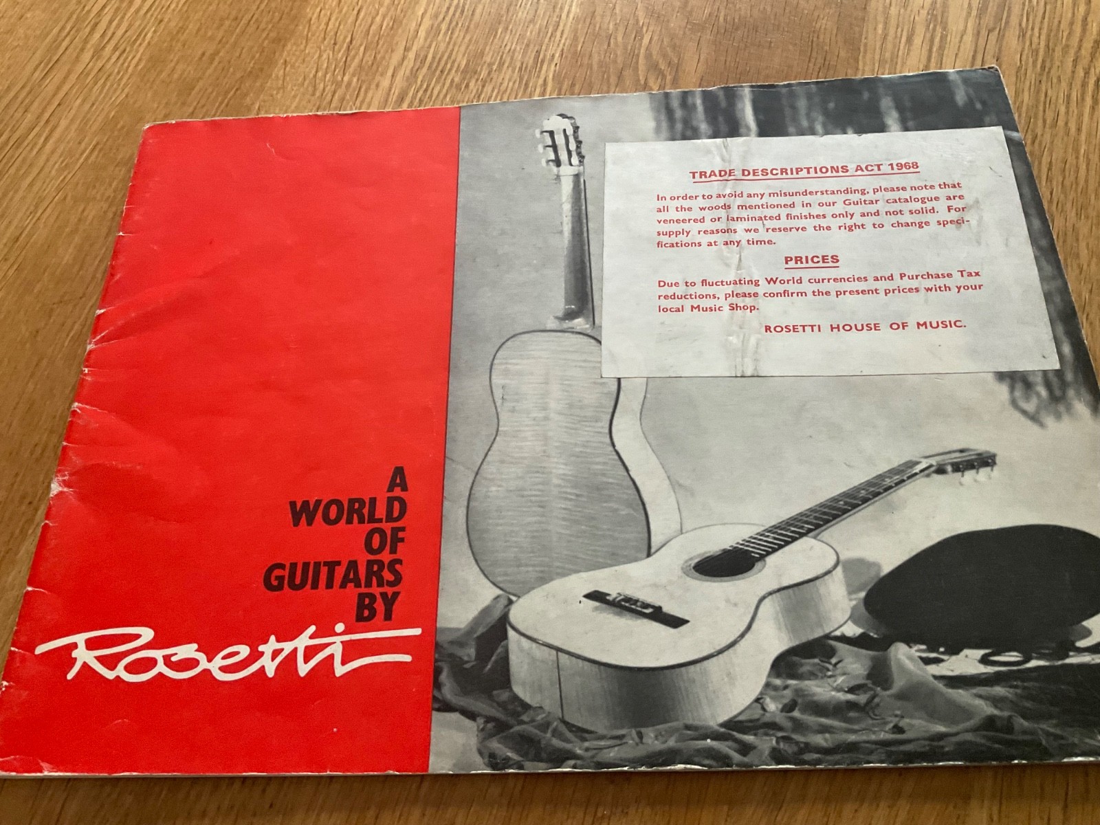 C 1970 ROSETTI GUITARS, MORIDAIRA, LEVIN, TATRA, ARNOLD HOYER, SALES CATALOGUE