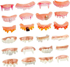 24 Pieces Gnarly Teeth Gag Teeth Ugly Fake Teeth Vampire Denture Teeth for Hallo