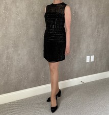 $950 La Perla Little Black Dress Cocktail Party Sequin Sexy Made in Italy Size 4