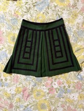 Anthropologie Maeve Green Pleated Wool Skirt