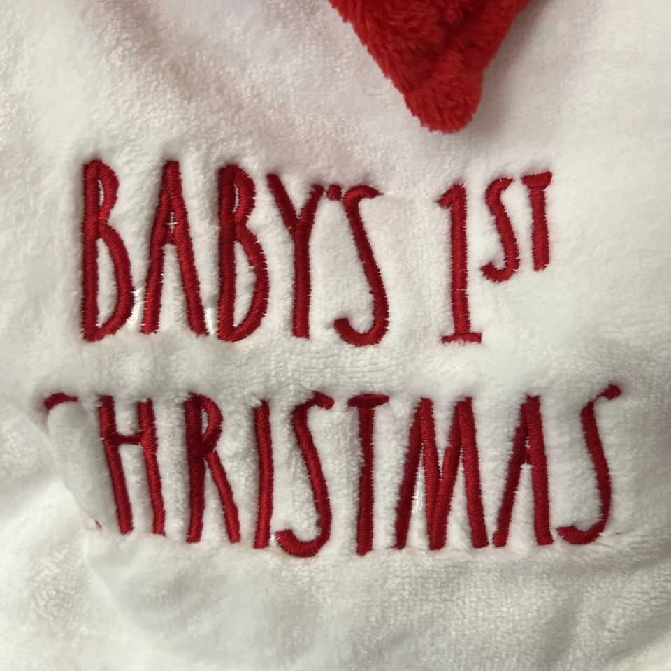 Rae Dunn Bebé Bebés Primera 1ª Manta de Navidad Blanca Roja con Peluche de Papá Noel 40x30 Foto 4 de 4