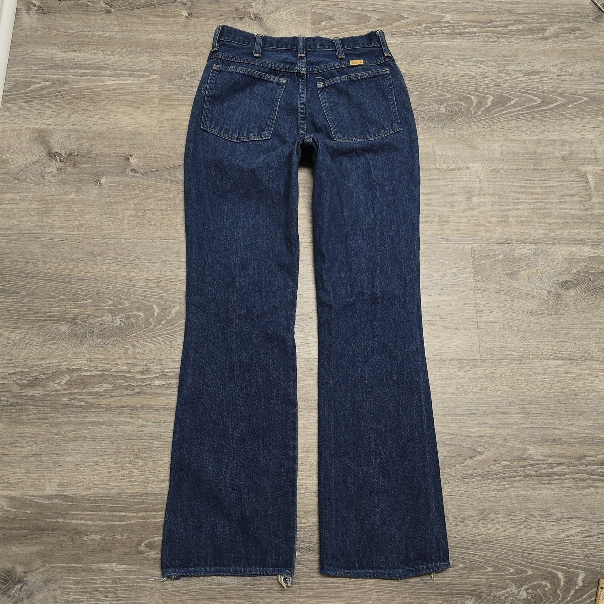 パンツ Rustial bootscut denim Vintage Rustler USA Made Bootcut Jeans 28x30 Dark Wash Talon Zip