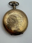 Antiqued GOLD FILLED ELGIN ILLINOIS ETCHED DOVE scene Pocket Watch Monogram