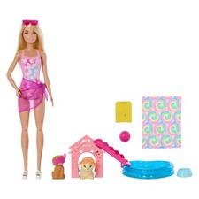 Mattel JBF35 - Barbie - Welpen Pool Party Spielset – Puppe mit Hundepool