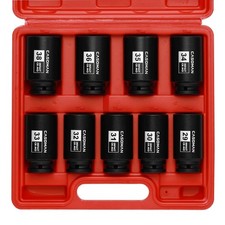 Large Socket Set 12- Inch Drive Deep Spindle Axle Nut Impact Socket Set 6 Poin