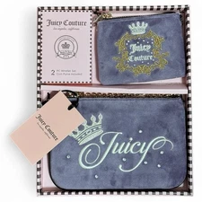 Juicy Couture Heritage Wristlet Set Dusty Violet 2 Pc Pouch Limited Edition