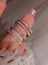 Silver Stackable Cubic Zirconia Ring For Women Size 6 7 8 9