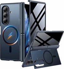 Magnetic Anti-Spy Screen Protector Kickstand Case for Galaxy Z Fold7 Gray Matte