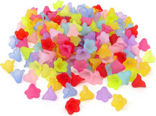 200PCS 14Mm Assorted Color Frosted Trumpet Flower Beads Acrylic Beads