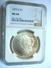 1879-S Morgan dollar, NCG, MS-64 Blast White Superb Coin  Eye Appeal Plus