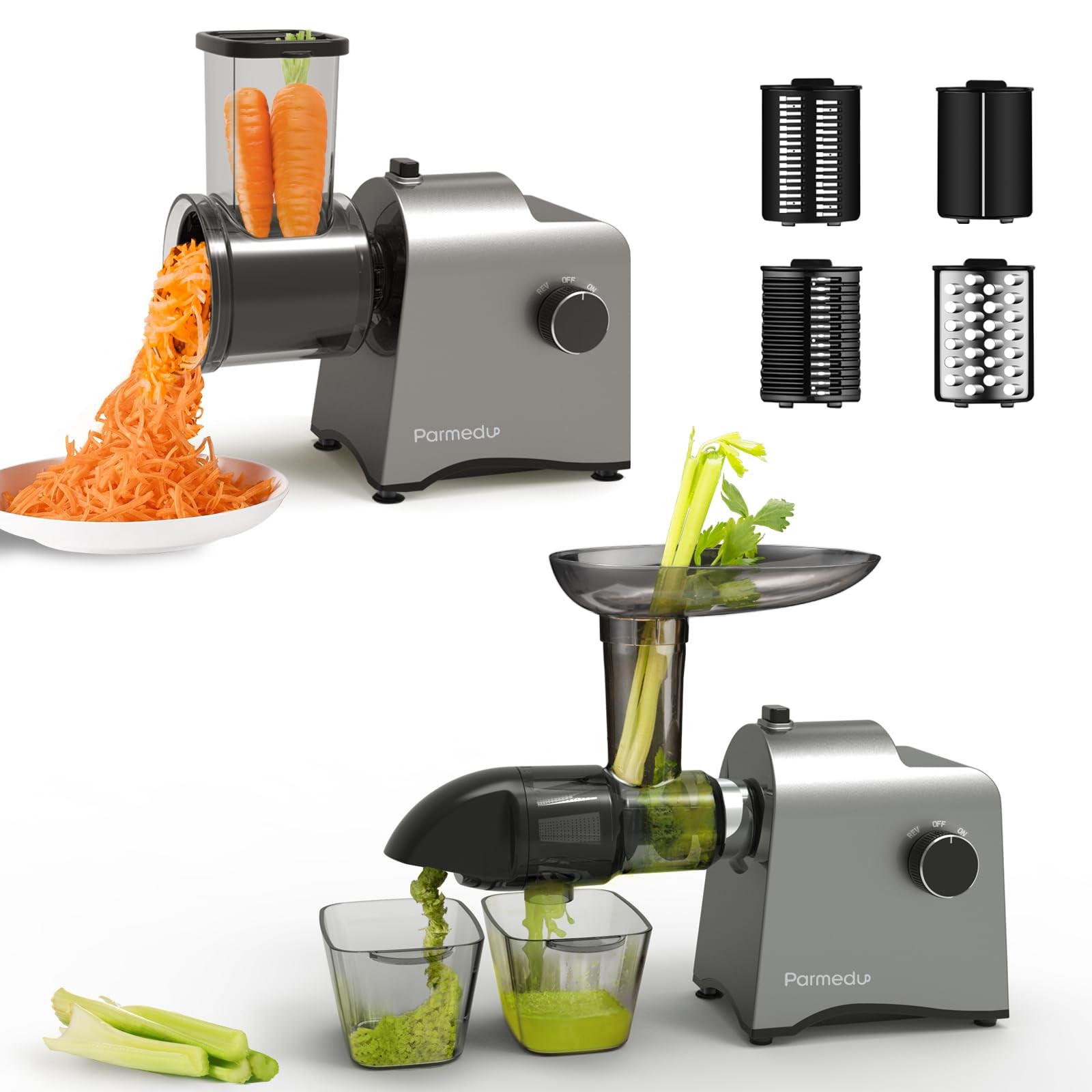 Estrattore Professionale 250W | Spremiagrumi Lento e Grattugia Inox