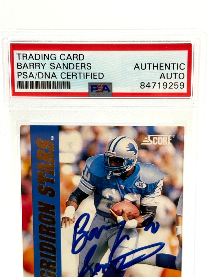 Barry Sanders - Puntuación 1992, Gridiron Stars - PSA Auténtico Automático - Leones, Tarjeta #1 Foto 4 de 4