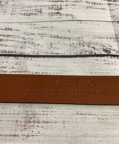 NWD COACH Cowhide Leather Belt Men’s 38 95cm. Black Solid Brass Buckle #5950 - Picture 5 of 9