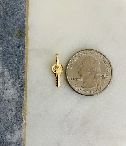 14K Solid Gold Key Charm Pendant - 17mm x 6mm Small 14K Solid Gold Key- PT465 - 第 3/9 張圖片