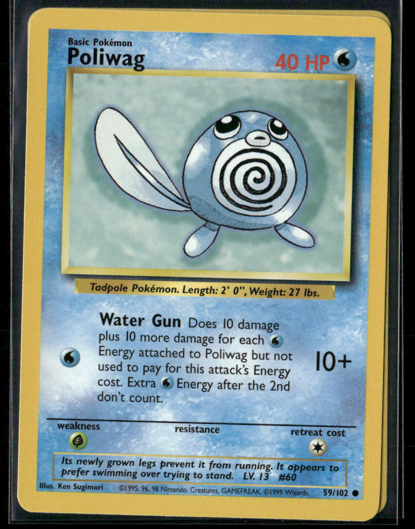1999 Pokémon Poliwag Card 59/102 Jungle Set Rare Vintage